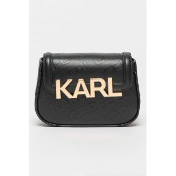 Geanta crossbody de piele cu logo in relief