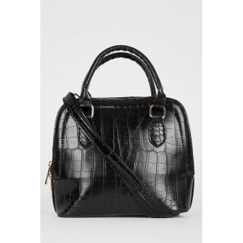 Geanta crossbody de piele ecologica cu model piele de reptila