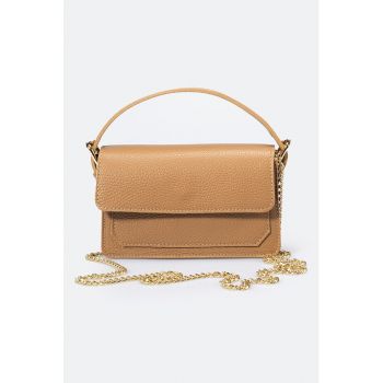 Geanta crossbody de piele cu bareta din lant