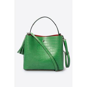 Geanta de piele cu model piele de reptila