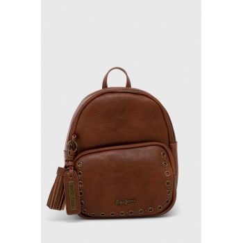 Pepe Jeans rucsac culoarea maro, mic, neted