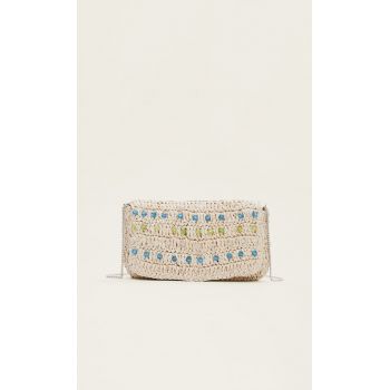 Stradivarius Geantă Crossbody Mărgele Ecru M