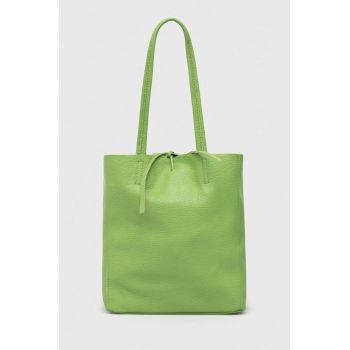 Answear Lab poseta de piele culoarea verde