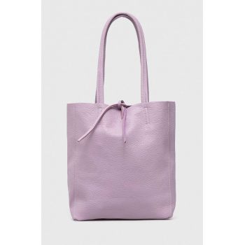 Answear Lab poseta de piele culoarea violet