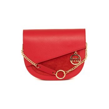 Geanta crossbody din piele cu segment din piele intoarsa