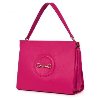 Geanta dama din piele naturala Delia fuchsia