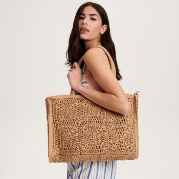 Reserved - Geantă shopper croșetată - Bej