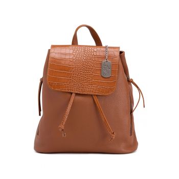 Rucsac de piele cu segment cu model piele de crocodil Amedea