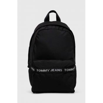 Tommy Jeans rucsac barbati, culoarea negru, mare, cu imprimeu de firma original