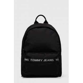 Tommy Jeans rucsac femei, culoarea negru, mic, cu imprimeu