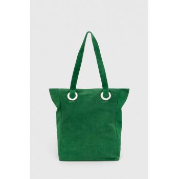 Answear Lab geanta de mana din piele intoarsa culoarea verde Answear Lab geanta de mana din piele intoarsa culoarea verde