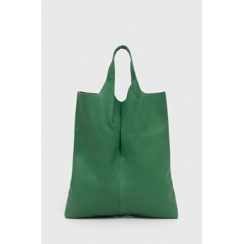 Answear Lab poseta de piele culoarea verde