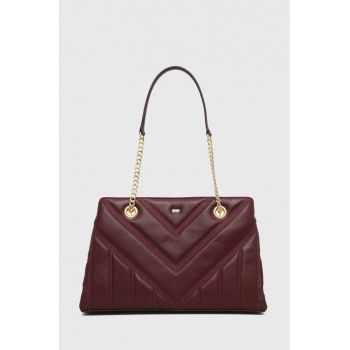 Dkny poseta de piele culoarea bordo