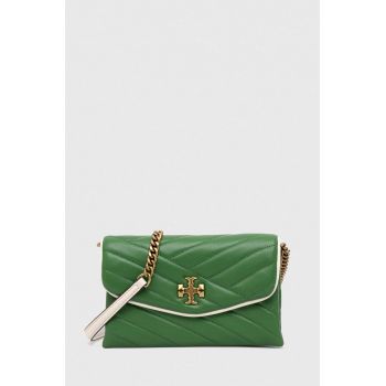 Tory Burch poseta de piele culoarea verde