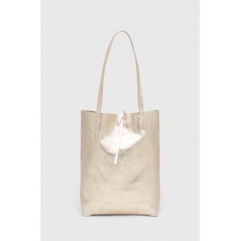 Answear Lab poseta de piele culoarea auriu Answear Lab poseta de piele culoarea auriu