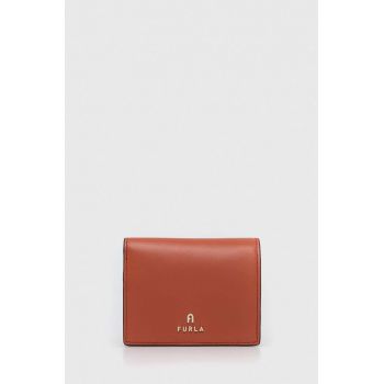 Furla portofel de piele femei, culoarea portocaliu