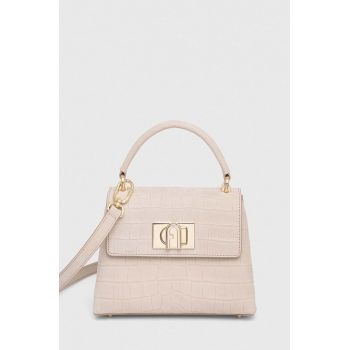 Furla poseta de piele culoarea bej