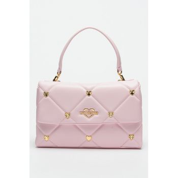 Geanta crossbody cu aplicatii metalice in forma de inima