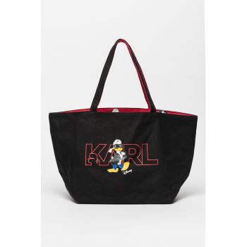 Geanta shopper reversibila cu imprimeu logo