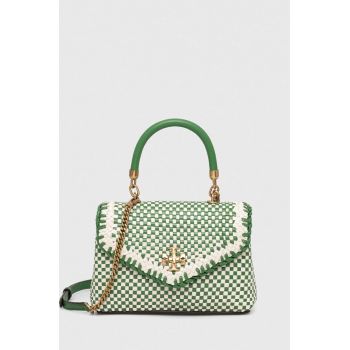 Tory Burch poseta de piele culoarea verde