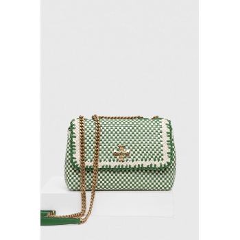 Tory Burch poseta de piele culoarea verde de firma originala