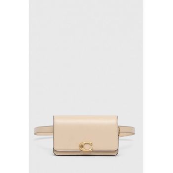 Coach borseta de piele Bandit Belt Bag culoarea bej