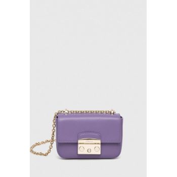 Furla poseta de piele culoarea violet ieftina