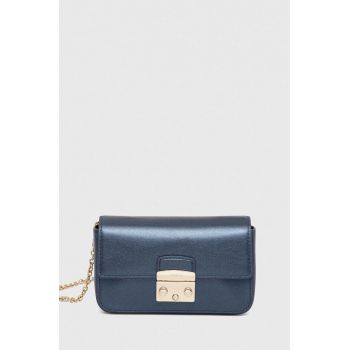 Furla poseta de piele Metropolis culoarea albastru marin