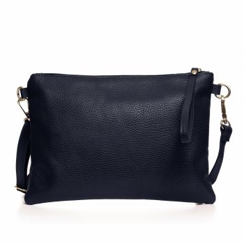 Geanta plic crossbody bleumarin, din piele naturala