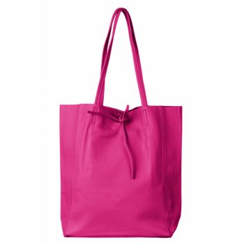 Geanta shopper fucsia din piele naturala