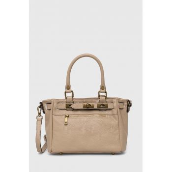 Answear Lab poseta de piele culoarea bej