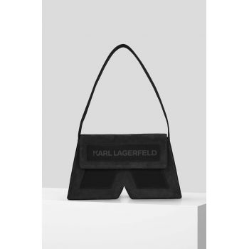 Karl Lagerfeld geanta de mana din piele intoarsa culoarea negru