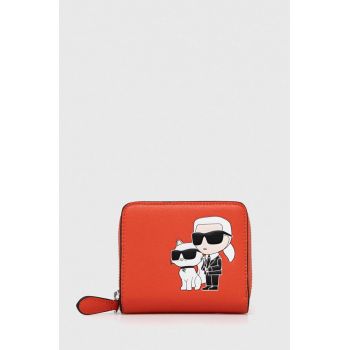 Karl Lagerfeld portofel de piele femei, culoarea rosu