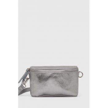 Answear Lab poseta de piele culoarea argintiu