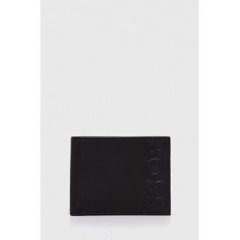 BOSS portofel de piele barbati, culoarea negru