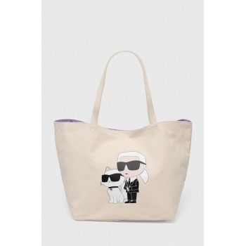 Karl Lagerfeld geanta de bumbac culoarea bej