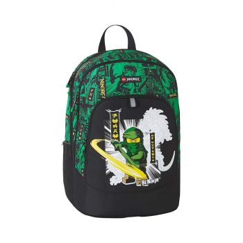 Lego ghiozdan copii culoarea verde, mare, cu imprimeu