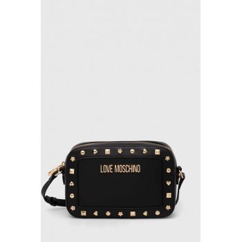 Love Moschino poseta de piele culoarea negru