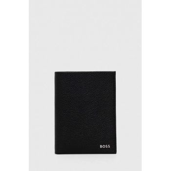 BOSS portofel de piele barbati, culoarea negru