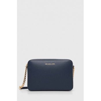 MICHAEL Michael Kors poseta de piele culoarea albastru marin