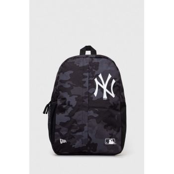 New Era rucsac culoarea gri, mare, modelator, NEW YORK YANKEES
