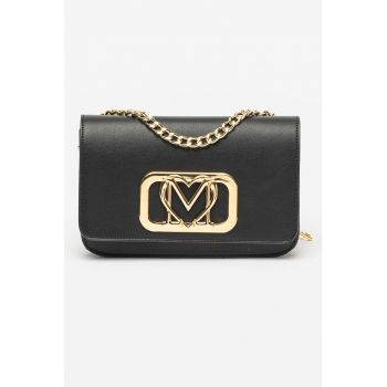 Geanta crossbody din piele ecologica cu aplicatie logo metalica