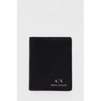 Armani Exchange portofel de piele barbati, culoarea negru