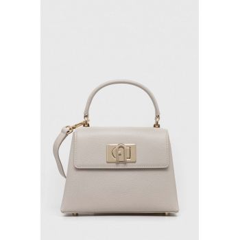 Furla poseta de piele culoarea gri