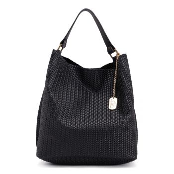 Geanta hobo de piele cu aspect impletit Sebastiana