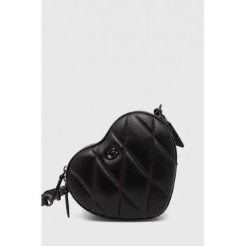 Coach poseta de piele Heart Crossbody culoarea negru