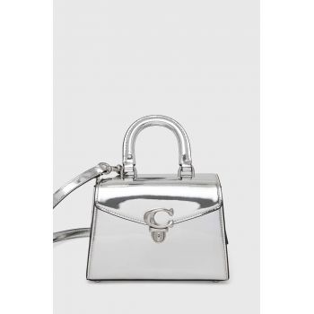 Coach poseta de piele Sammy Top Handle 21 culoarea argintiu