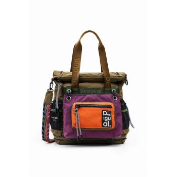 Desigual rucsac femei, culoarea verde, mare, cu imprimeu