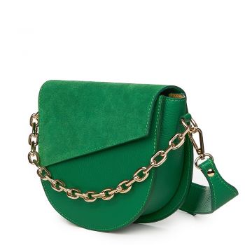 Poseta dama din piele naturala Donna verde