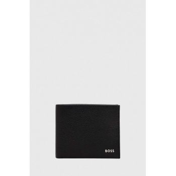 BOSS portofel de piele barbati, culoarea negru